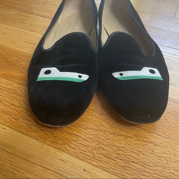 Stubbs & Wootton black velvet loafers size 7 - Picture 2 of 5